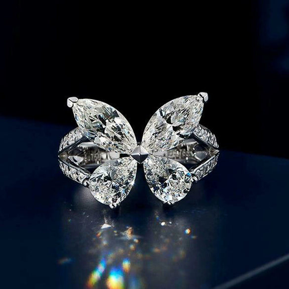 Wholesale Women's Light Luxury Copper Ring With Dropshaped Bow And Zircon Design
