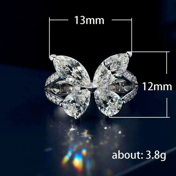 Wholesale Women's Light Luxury Copper Ring With Dropshaped Bow And Zircon Design