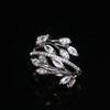 Wholesale Women's Light Luxury Copper Ring With Intertwined Leaves And Zircon Flowers
