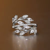 Wholesale Women's Light Luxury Copper Ring With Intertwined Leaves And Zircon Flowers