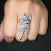 Wholesale Women's Light Luxury Copper Ring With Zircon And Flower Leaf Design