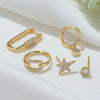 Wholesale Women's Light Luxury Copper S925 Silver Needle Star Pattern Microinlaid Zircon Earrings Set