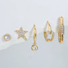 Wholesale Women's Light Luxury Copper S925 Silver Needle Star Pattern Microinlaid Zircon Earrings Set