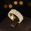 Wholesale Women's Light Luxury Copper Willow Leaf Geometric Zirconia Ring