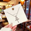 Wholesale Women's Light Luxury Cross Snakeshaped Titanium Steel Necklace With Zircon Inlay