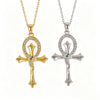 Wholesale Women's Light Luxury Cross Snakeshaped Titanium Steel Necklace With Zircon Inlay