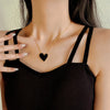Wholesale Women's Light Luxury Dark Style Collarbone Chain Necklace With Heart Shaped Pendant Titanium Steel Electroplated