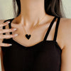 Wholesale Women's Light Luxury Dark Style Collarbone Chain Necklace With Heart Shaped Pendant Titanium Steel Electroplated