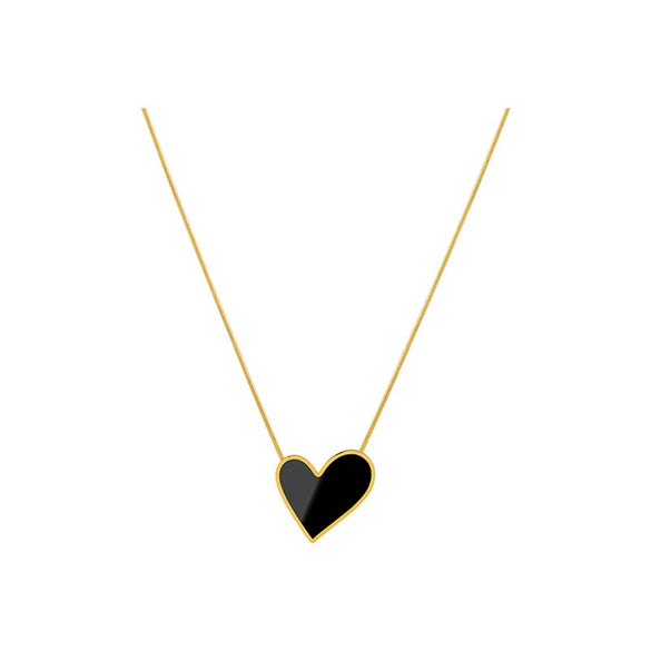 Wholesale Women's Light Luxury Dark Style Collarbone Chain Necklace With Heart Shaped Pendant Titanium Steel Electroplated