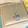 Wholesale Women's Light Luxury Diamond Pink Bow Titanium Steel Oshaped Chain Necklace With Copper Pendant Inlaid With Zircon