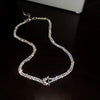 Wholesale Women's Light Luxury Diamond Set Copper And Titanium Steel Flower Pendant Necklace