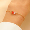 Wholesale Women's Light Luxury Dopamine Chain Bracelet With Colorful Gemstone Inlays Alloy Geometric And Heart Shape Diamond Design