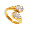 Wholesale Women's Light Luxury Double Water Drop Opening Ring Jewelry 3A Zircon Titanium Steel Pvd Plating 18K Real Gold Color