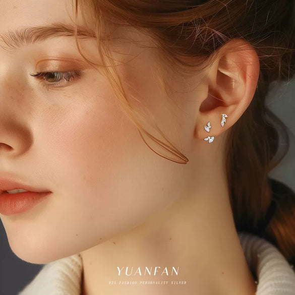 Wholesale Women's Light Luxury Dropshaped Zircon Inlaid 925 Sterling Silver Earrings Natural Style