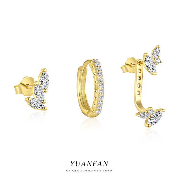 Wholesale Women's Light Luxury Dropshaped Zircon Inlaid 925 Sterling Silver Earrings Natural Style