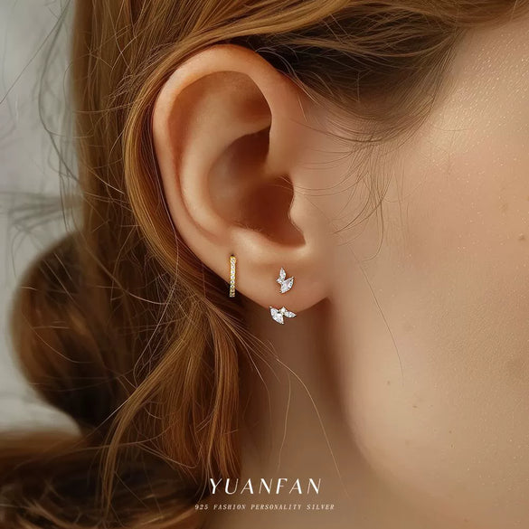 Wholesale Women's Light Luxury Dropshaped Zircon Inlaid 925 Sterling Silver Earrings Natural Style