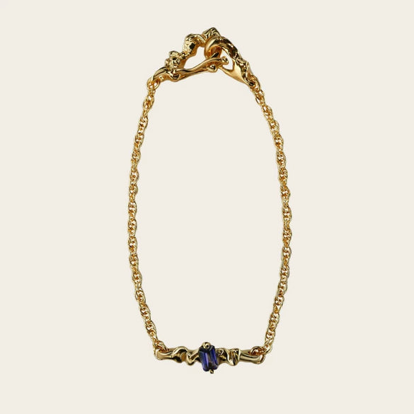 Wholesale Women's Light Luxury Electroplated Copper Bracelet With Zircon Pendant And Twist Chain Pattern