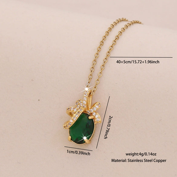 Wholesale Women's Light Luxury Electroplated Copper Flower Gourd Pendant Necklace With O Word Chain