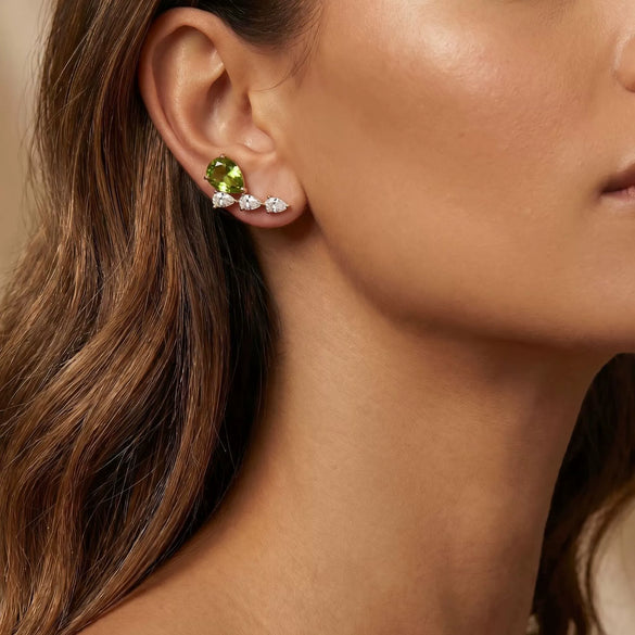 Wholesale Women's Light Luxury Electroplated 18K Gold And Stainless Steel Earrings With Dropshaped Pearshaped And Heartshaped Zircons And Geometric Design