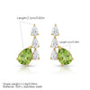 Wholesale Women's Light Luxury Electroplated 18K Gold And Stainless Steel Earrings With Dropshaped Pearshaped And Heartshaped Zircons And Geometric Design