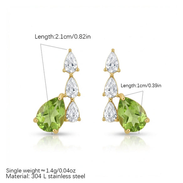 Wholesale Women's Light Luxury Electroplated 18K Gold And Stainless Steel Earrings With Dropshaped Pearshaped And Heartshaped Zircons And Geometric Design