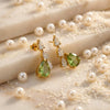 Wholesale Women's Light Luxury Electroplated 18K Gold And Stainless Steel Earrings With Dropshaped Pearshaped And Heartshaped Zircons And Geometric Design