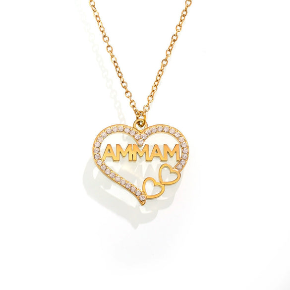 Wholesale Women's Light Luxury Electroplated Stainless Steel Ferris Wheel Heartshaped Letter Pendant Necklace With Geometric Pattern