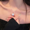 Wholesale Women's Light Luxury Elegant Highend Rotatable Super Flash Zircon Clavicle Chain Necklace Alloy Copper Geometric Electroplating