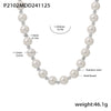 Wholesale Women's Light Luxury Elegant Imitation Pearl Collarbone Necklace With 12Mm Large Beads Geometric Pattern Stainless Steel Electroplated