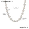 Wholesale Women's Light Luxury Elegant Imitation Pearl Collarbone Necklace With 12Mm Large Beads Geometric Pattern Stainless Steel Electroplated