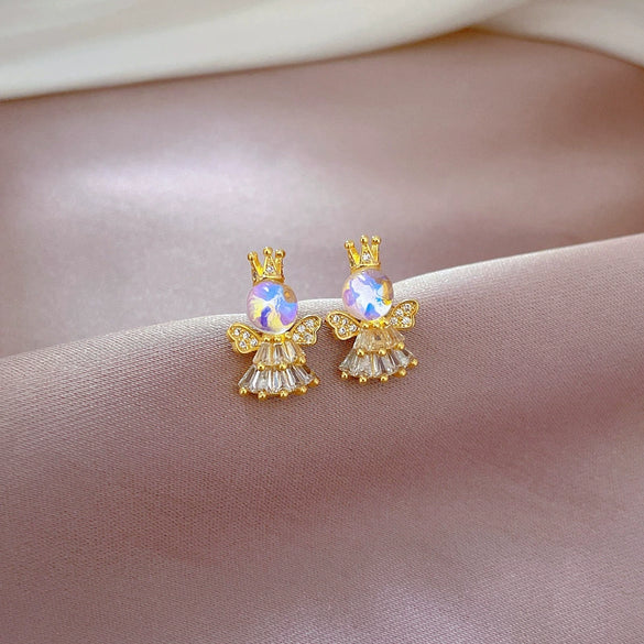 Wholesale Women's Light Luxury Elegant Necklace Earrings Suit With Cartoon Characters Pattern Stainless Steel Material And Electroplating Treatment