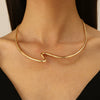 Wholesale Women's Light Luxury Exaggerated Geometric Wave Design Alloy Necklace With Electroplating