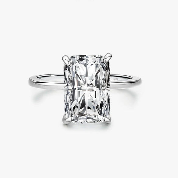 Wholesale Women's Light Luxury Exaggerated Long Square Simulation Diamond Ring In 925 Sterling Silver With Geometric Design And Seiko Craftsmanship