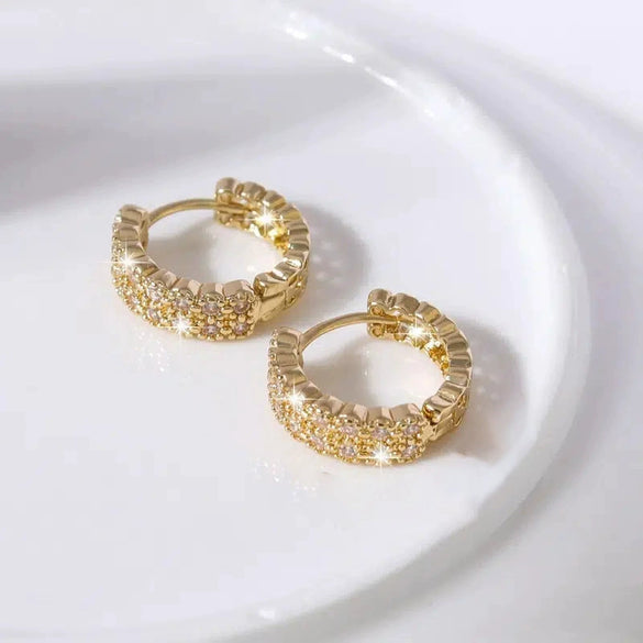 Wholesale Women's Light Luxury Fashion Earrings Copper Inlaid Zircon Geometric Style