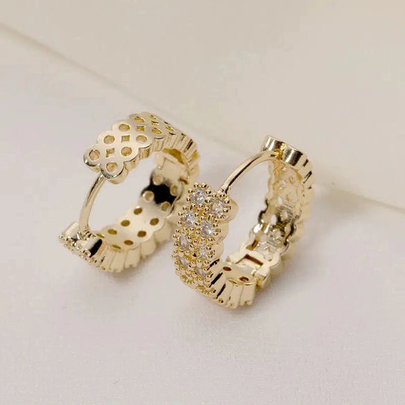 Wholesale Women's Light Luxury Fashion Earrings Copper Inlaid Zircon Geometric Style