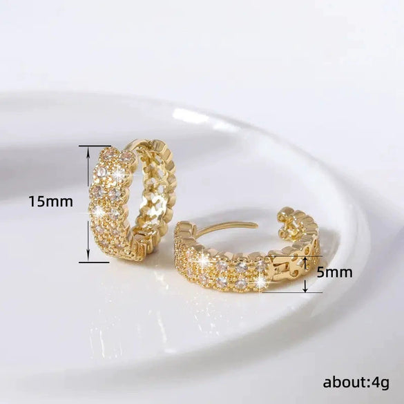 Wholesale Women's Light Luxury Fashion Earrings Copper Inlaid Zircon Geometric Style