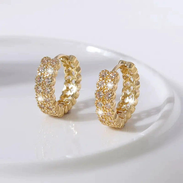 Wholesale Women's Light Luxury Fashion Earrings Copper Inlaid Zircon Geometric Style