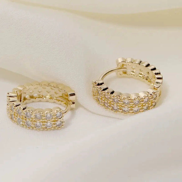 Wholesale Women's Light Luxury Fashion Earrings Copper Inlaid Zircon Geometric Style