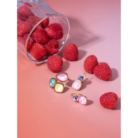 Wholesale Women's Light Luxury Fashion Stainless Steel Geometric Rhinestone Earrings Jewelry With Electroplating