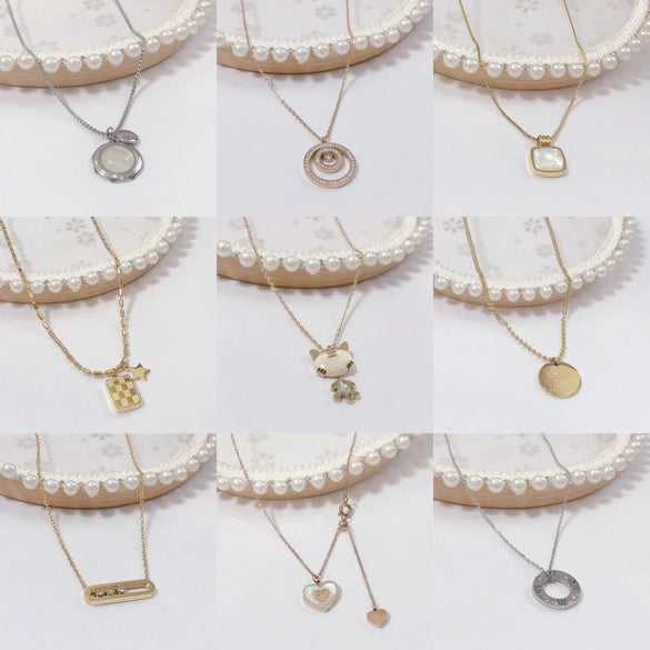 Wholesale Women's Light Luxury Fashion Versatile Titanium Steel Necklace With Geometric Pattern And Polish Finish