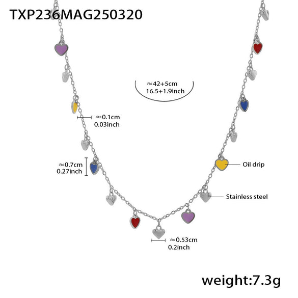 Wholesale Women's Light Luxury Ferris Wheel Enamel Glaze Tassel Stainless Steel Gold Plated Necklace And Bracelet Jewelry