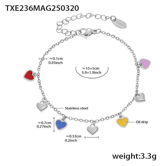 Wholesale Women's Light Luxury Ferris Wheel Enamel Glaze Tassel Stainless Steel Gold Plated Necklace And Bracelet Jewelry
