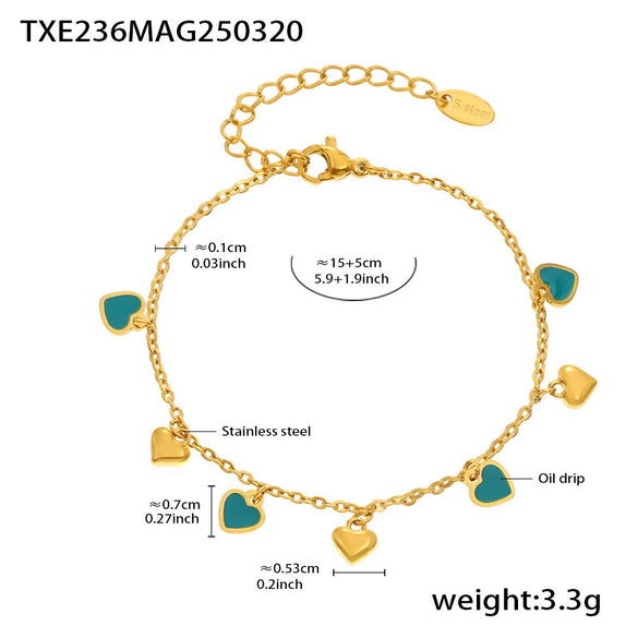 Wholesale Women's Light Luxury Ferris Wheel Enamel Glaze Tassel Stainless Steel Gold Plated Necklace And Bracelet Jewelry