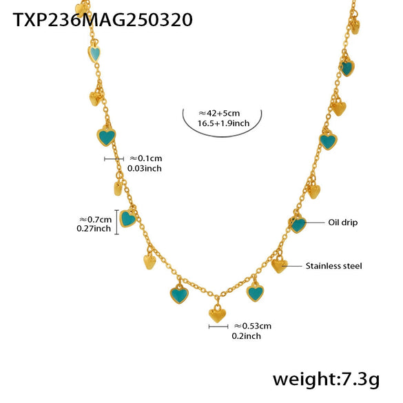 Wholesale Women's Light Luxury Ferris Wheel Enamel Glaze Tassel Stainless Steel Gold Plated Necklace And Bracelet Jewelry