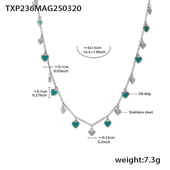 Wholesale Women's Light Luxury Ferris Wheel Enamel Glaze Tassel Stainless Steel Gold Plated Necklace And Bracelet Jewelry