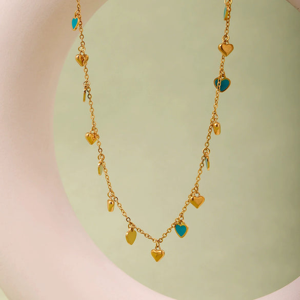 Wholesale Women's Light Luxury Ferris Wheel Enamel Glaze Tassel Stainless Steel Gold Plated Necklace And Bracelet Jewelry