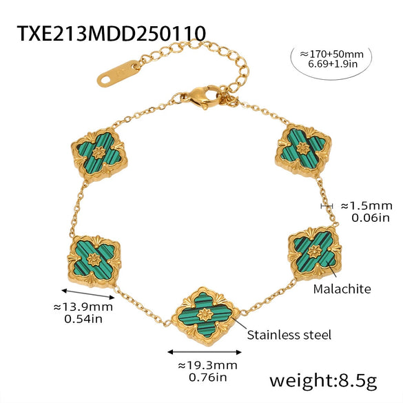 Wholesale Women's Light Luxury Ferris Wheel Fourleaf Clover Flower Titanium Steel 18K Gold Plated Bracelet