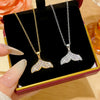 Wholesale Women's Light Luxury Fishtail Titanium Steel Necklace With Zircon Inlay And Oshaped Chain