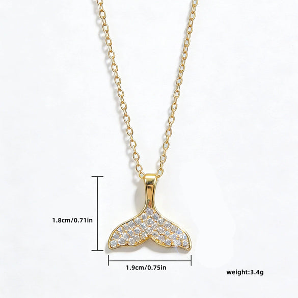 Wholesale Women's Light Luxury Fishtail Titanium Steel Necklace With Zircon Inlay And Oshaped Chain