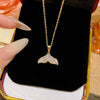 Wholesale Women's Light Luxury Fishtail Titanium Steel Necklace With Zircon Inlay And Oshaped Chain